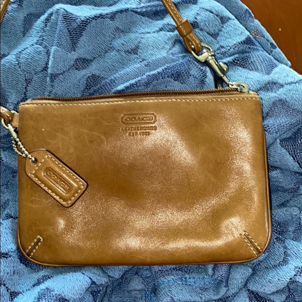 Brown Leather Coach Wristlet